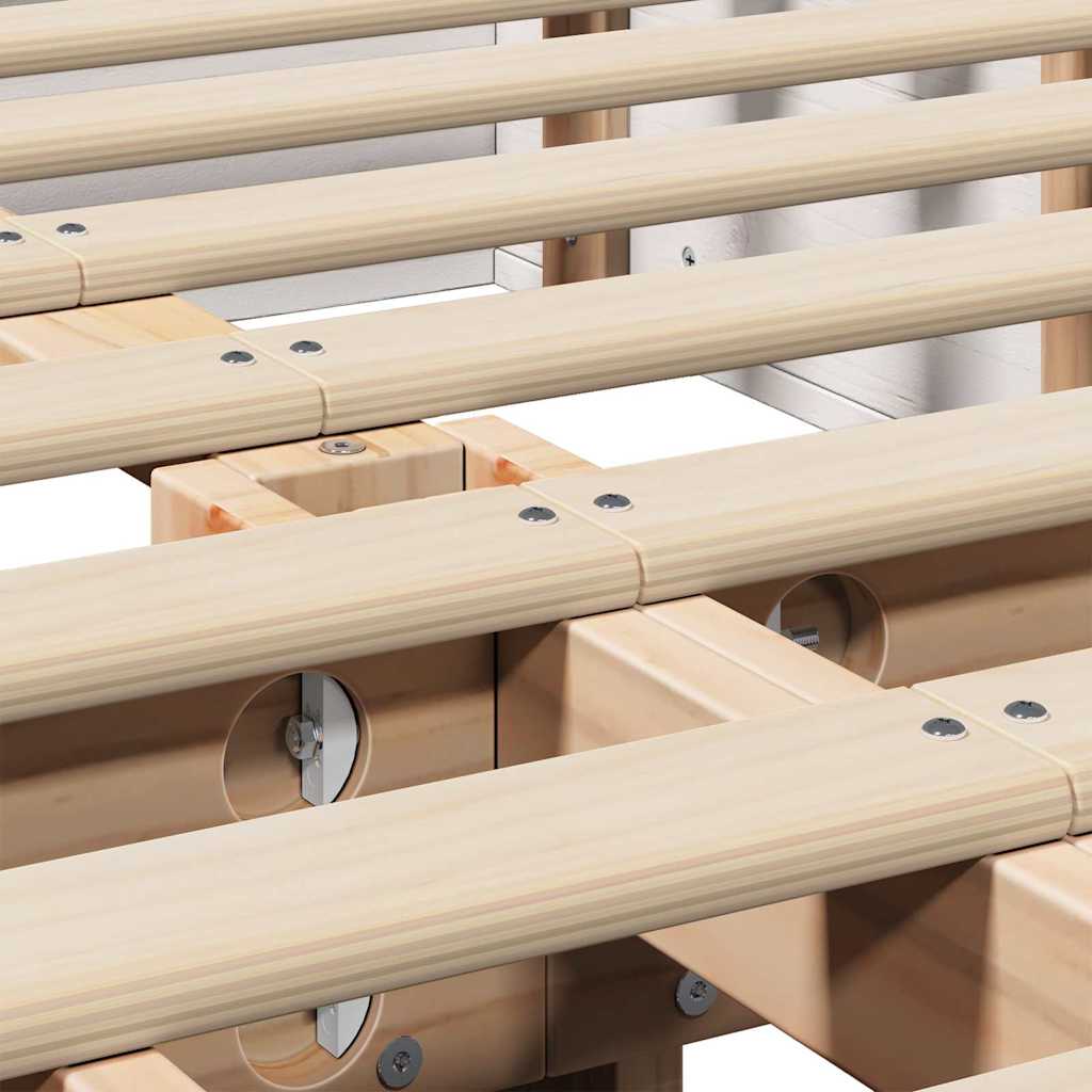 Bed Frame with Storage White 120 x 200 cm Solid Pine Wood