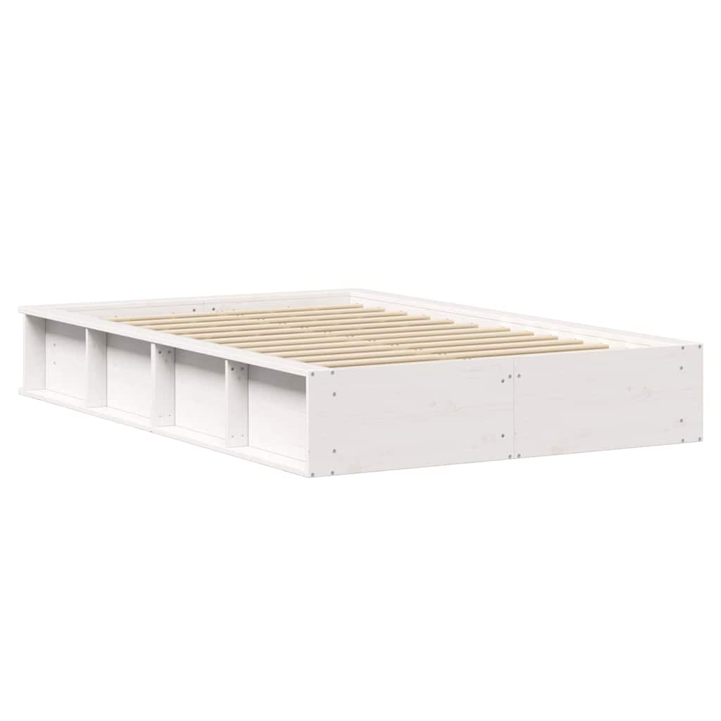 Bed Frame with Storage White 120 x 200 cm Solid Pine Wood