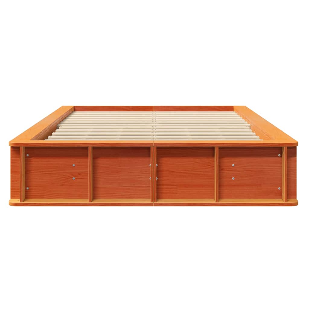 Bed Frame with Storage Wax brown 120 x 200 cm Solid Pine Wood