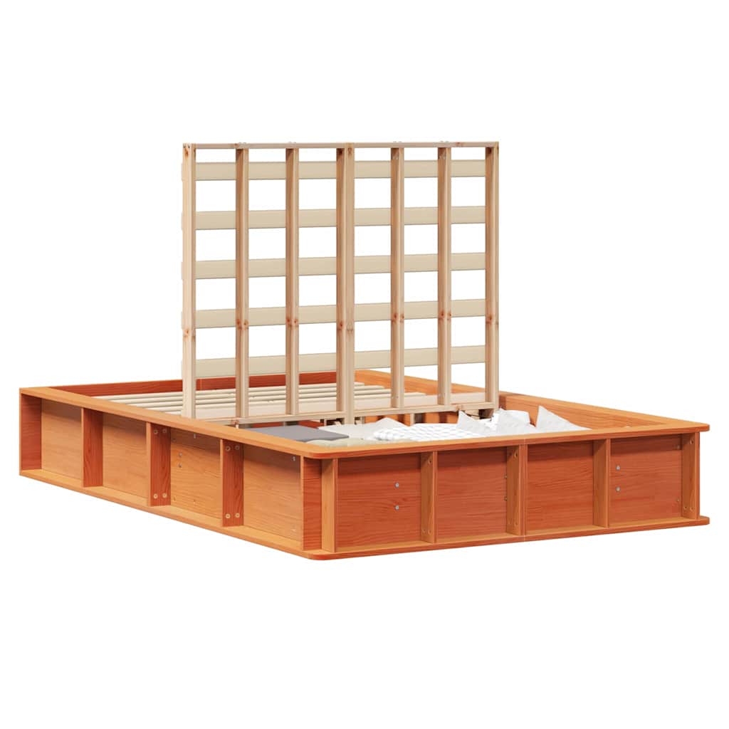 Bed Frame with Storage Wax brown 120 x 200 cm Solid Pine Wood