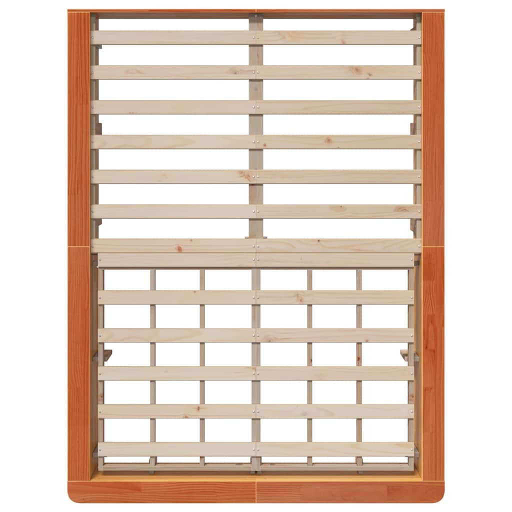 Bed Frame with Storage Wax brown 140 x 190 cm Solid Pine Wood