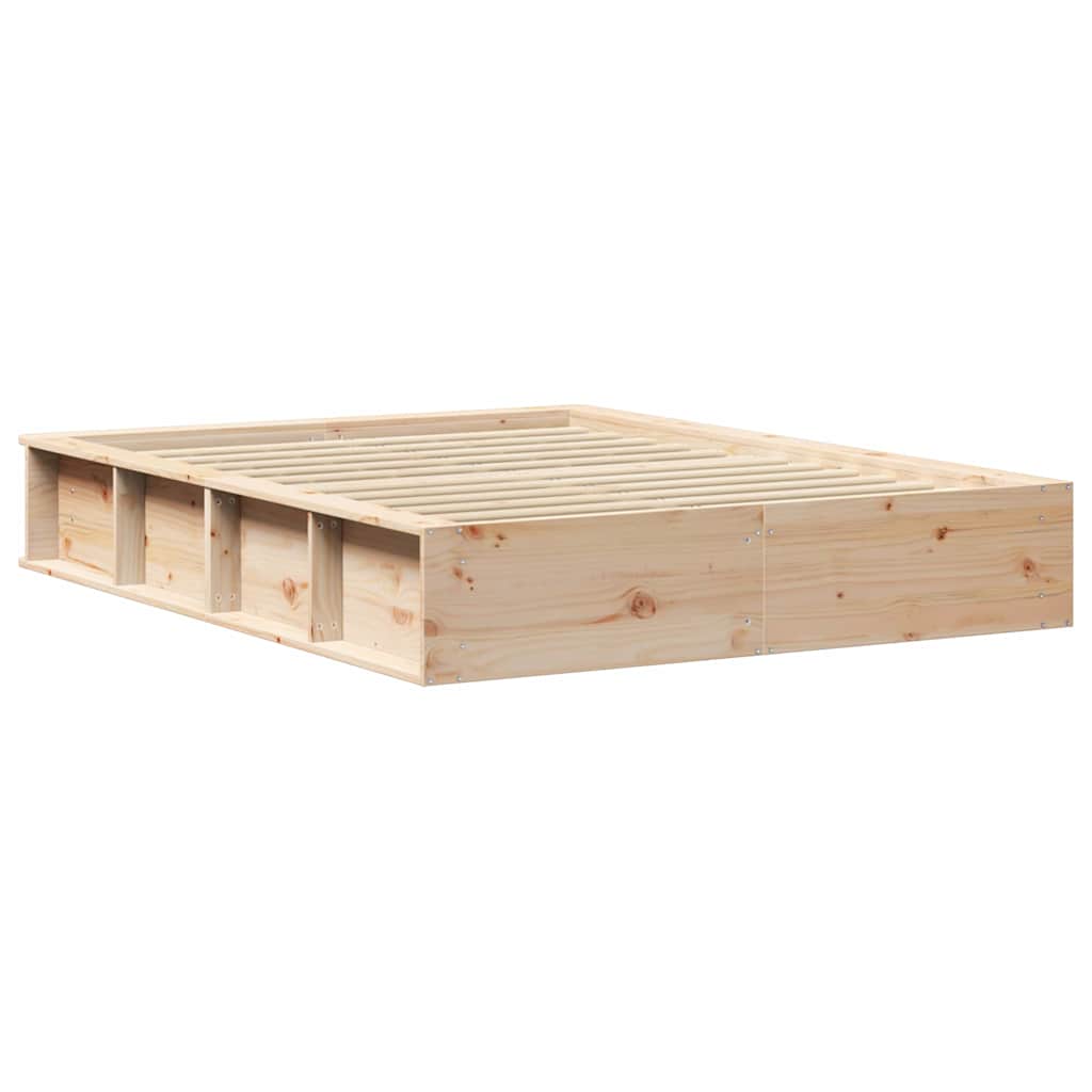 Bed Frame Solid Pine Wood 135 x 190 cm Solid Pine Wood