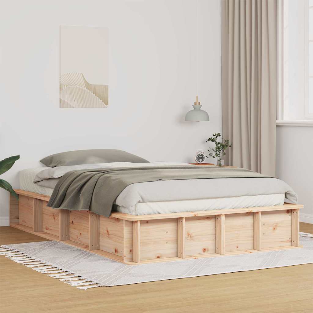 Bed Frame Solid Pine Wood 120 x 190 cm Solid Pine Wood