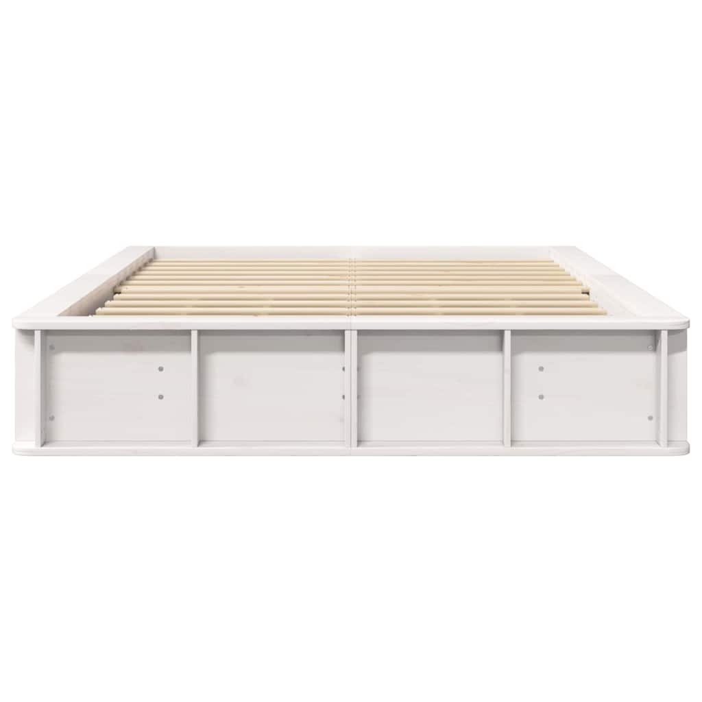 Bed Frame with Storage White 120 x 190 cm Solid Pine Wood