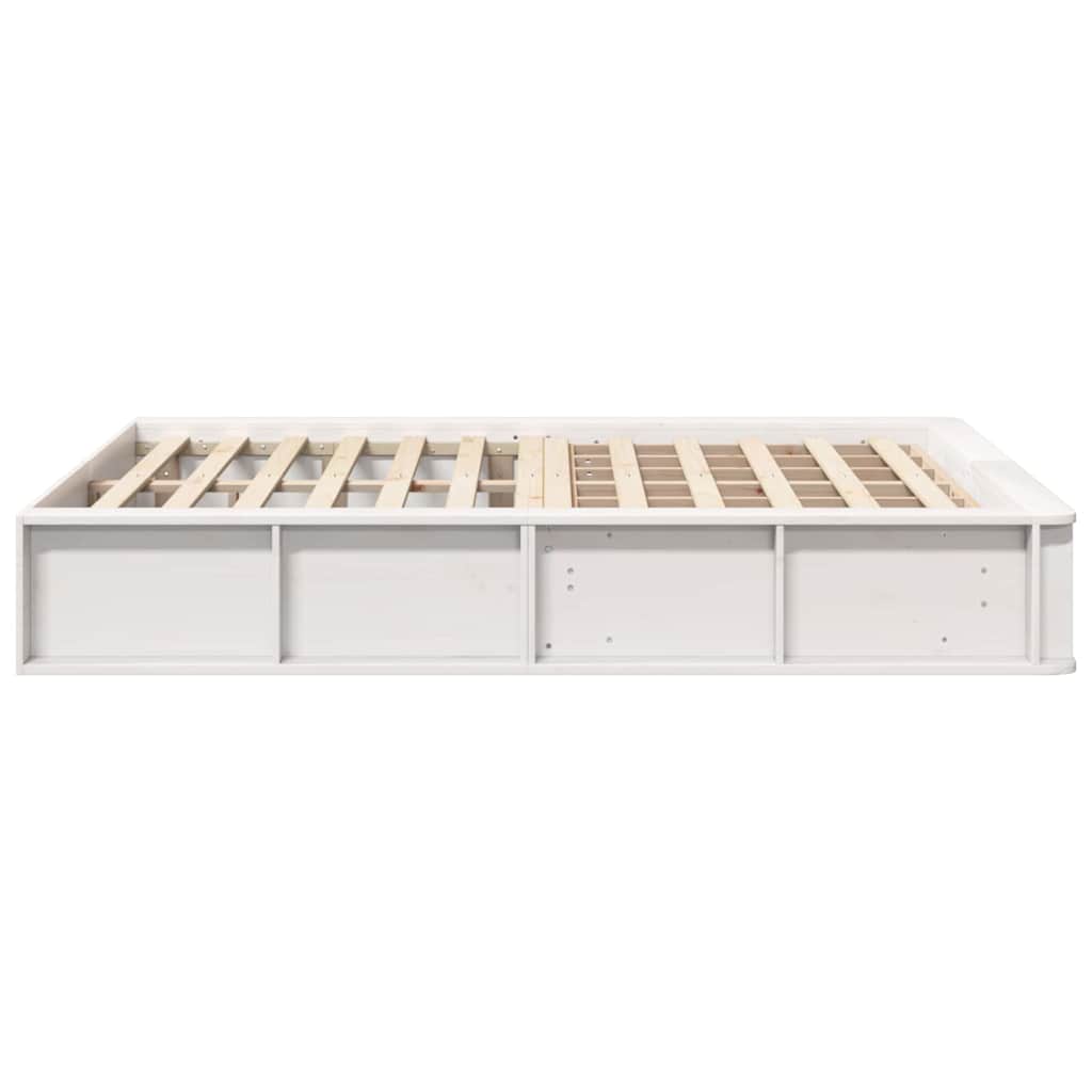 Bed Frame with Storage White 120 x 190 cm Solid Pine Wood