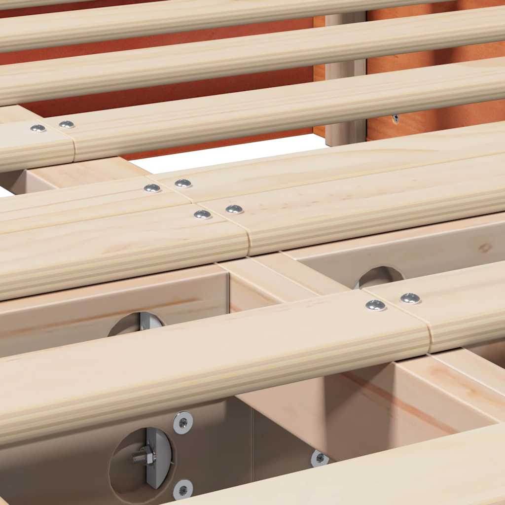 Bed Frame with Storage Wax brown 120 x 190 cm Solid Pine Wood