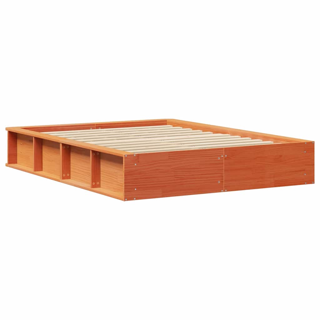 Bed Frame with Storage Wax brown 120 x 190 cm Solid Pine Wood