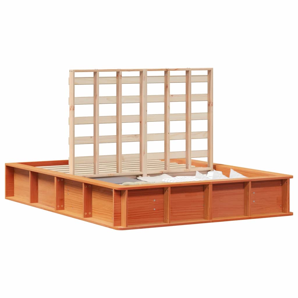 Bed Frame with Storage Wax brown 120 x 190 cm Solid Pine Wood