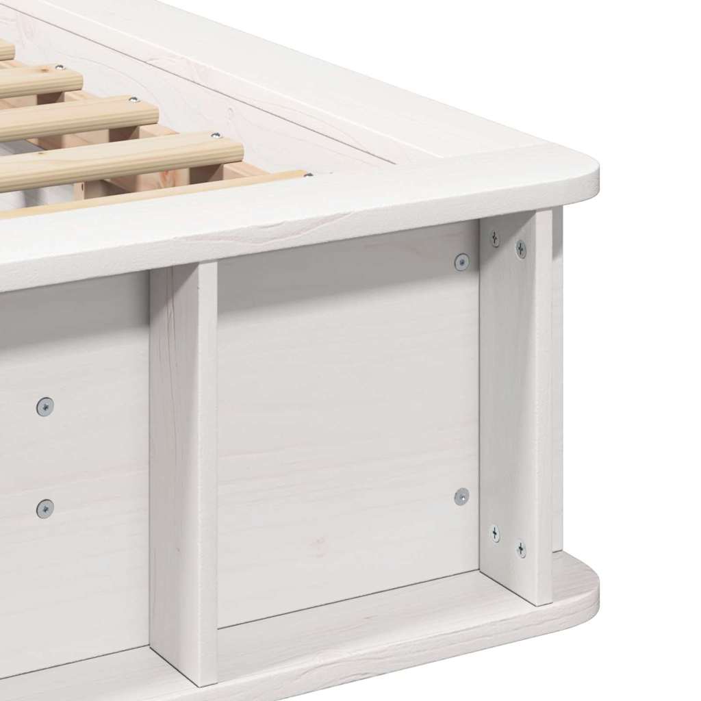 Bed Frame with Storage White 100 x 200 cm Solid Pine Wood