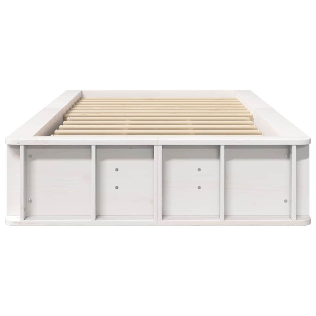 Bed Frame with Storage White 100 x 200 cm Solid Pine Wood