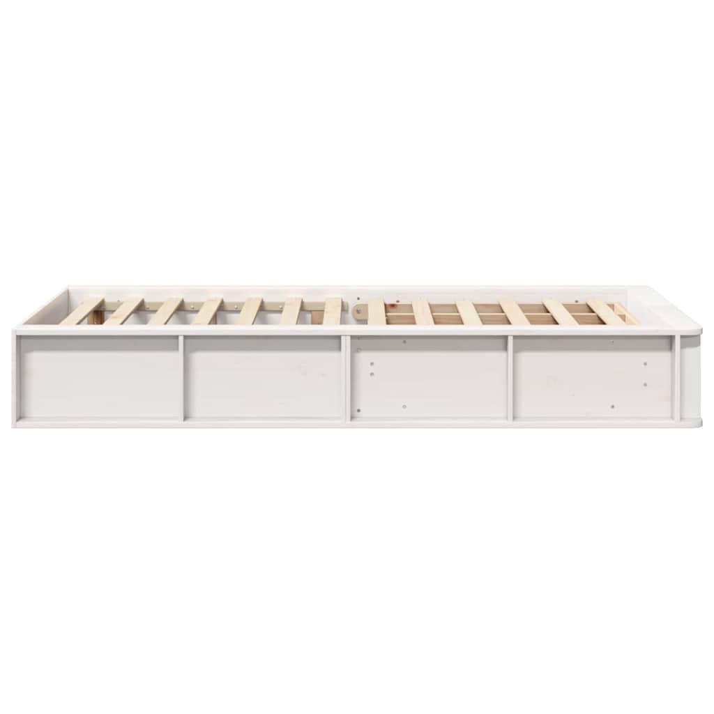 Bed Frame with Storage White 100 x 200 cm Solid Pine Wood