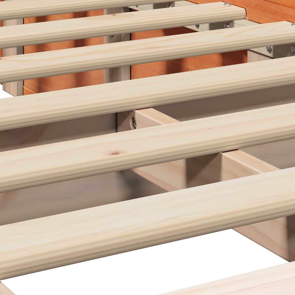 Bed Frame with Storage Wax brown 100 x 200 cm Solid Pine Wood