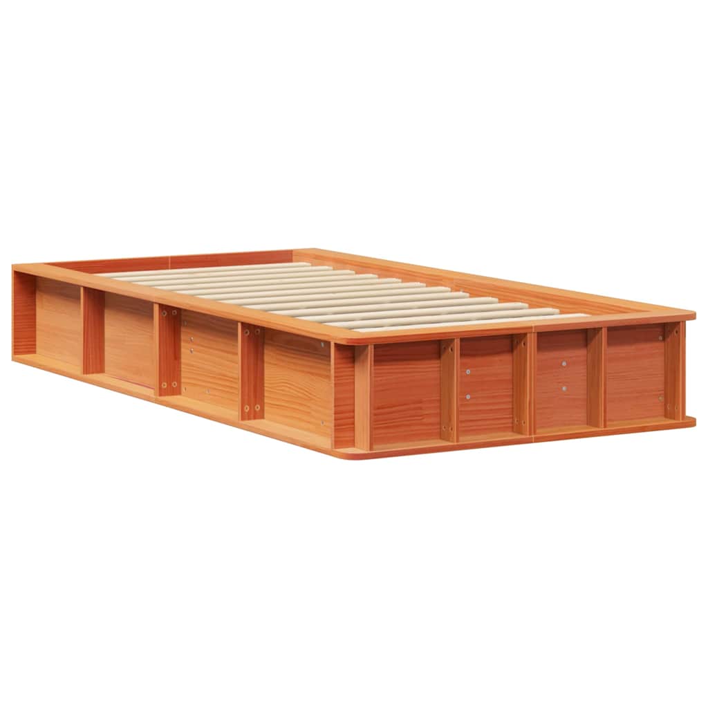 Bed Frame with Storage Wax brown 100 x 200 cm Solid Pine Wood