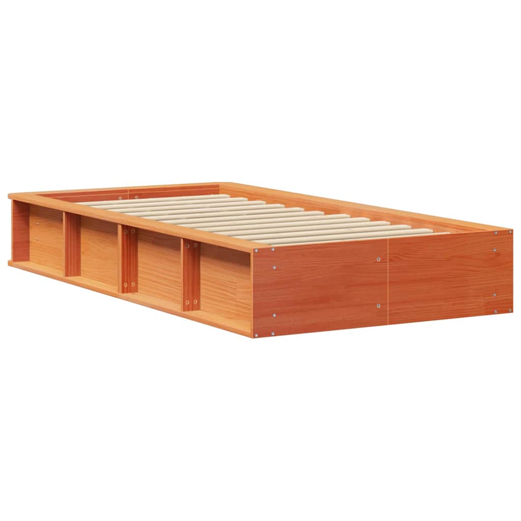 Bed Frame with Storage Wax brown 100 x 200 cm Solid Pine Wood