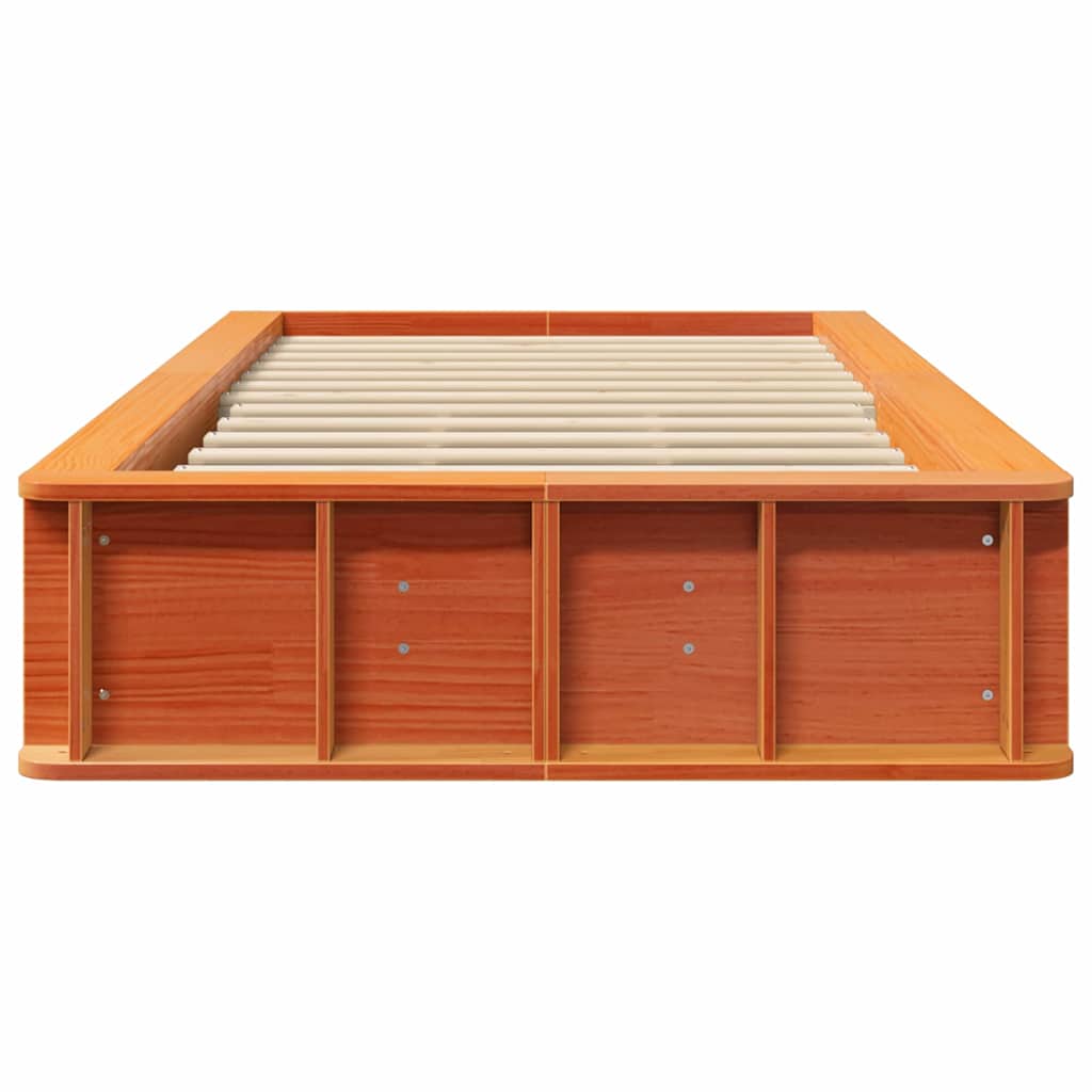 Bed Frame with Storage Wax brown 100 x 200 cm Solid Pine Wood