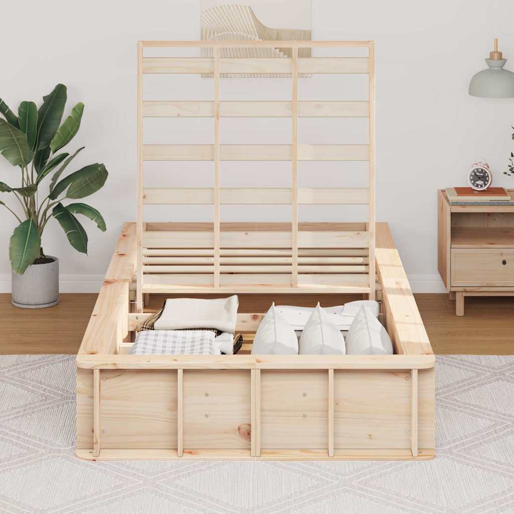 Bed Frame Solid Pine Wood 90 x 200 cm Solid Pine Wood