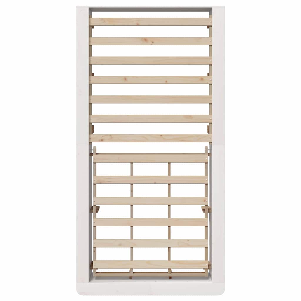 Bed Frame with Storage White 90 x 200 cm Solid Pine Wood