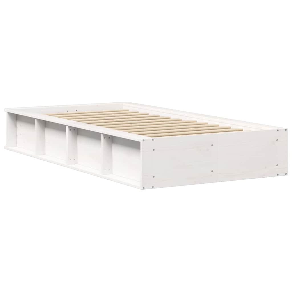 Bed Frame with Storage White 80 x 200 cm Solid Pine Wood
