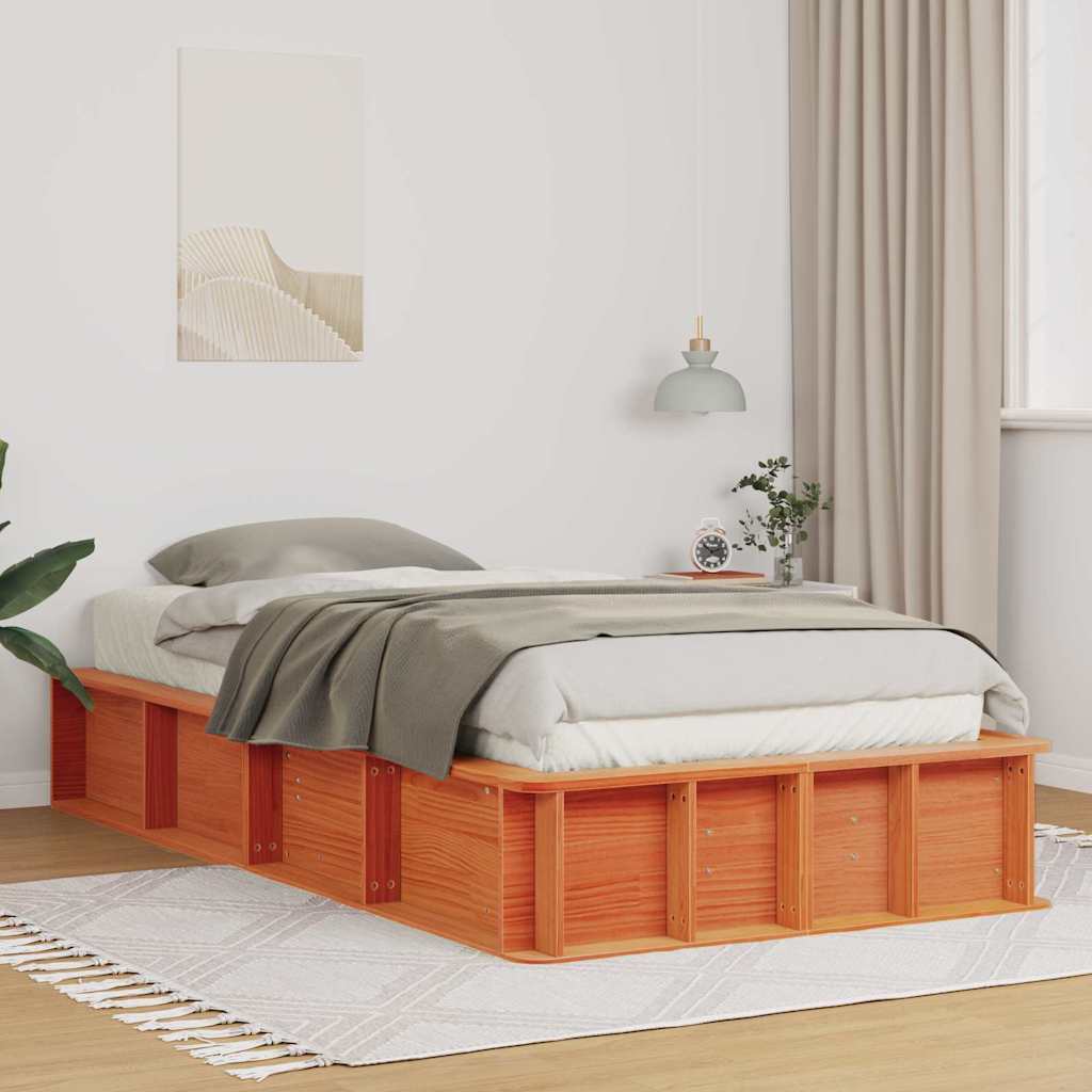 Bed Frame with Storage Wax brown 80 x 200 cm Solid Pine Wood