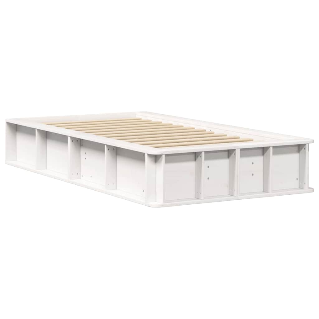 Bed Frame with Storage White 90 x 190 cm Solid Pine Wood