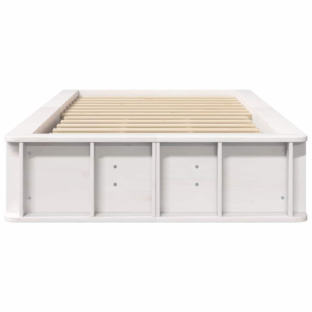 Bed Frame with Storage White 90 x 190 cm Solid Pine Wood