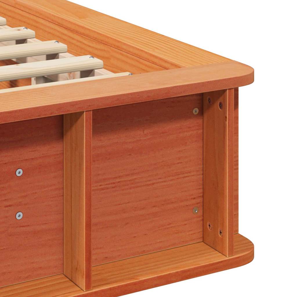 Bed Frame with Storage Wax brown 90 x 190 cm Solid Pine Wood