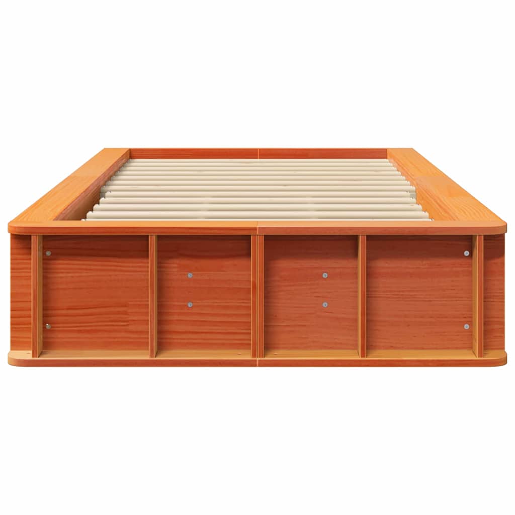 Bed Frame with Storage Wax brown 90 x 190 cm Solid Pine Wood
