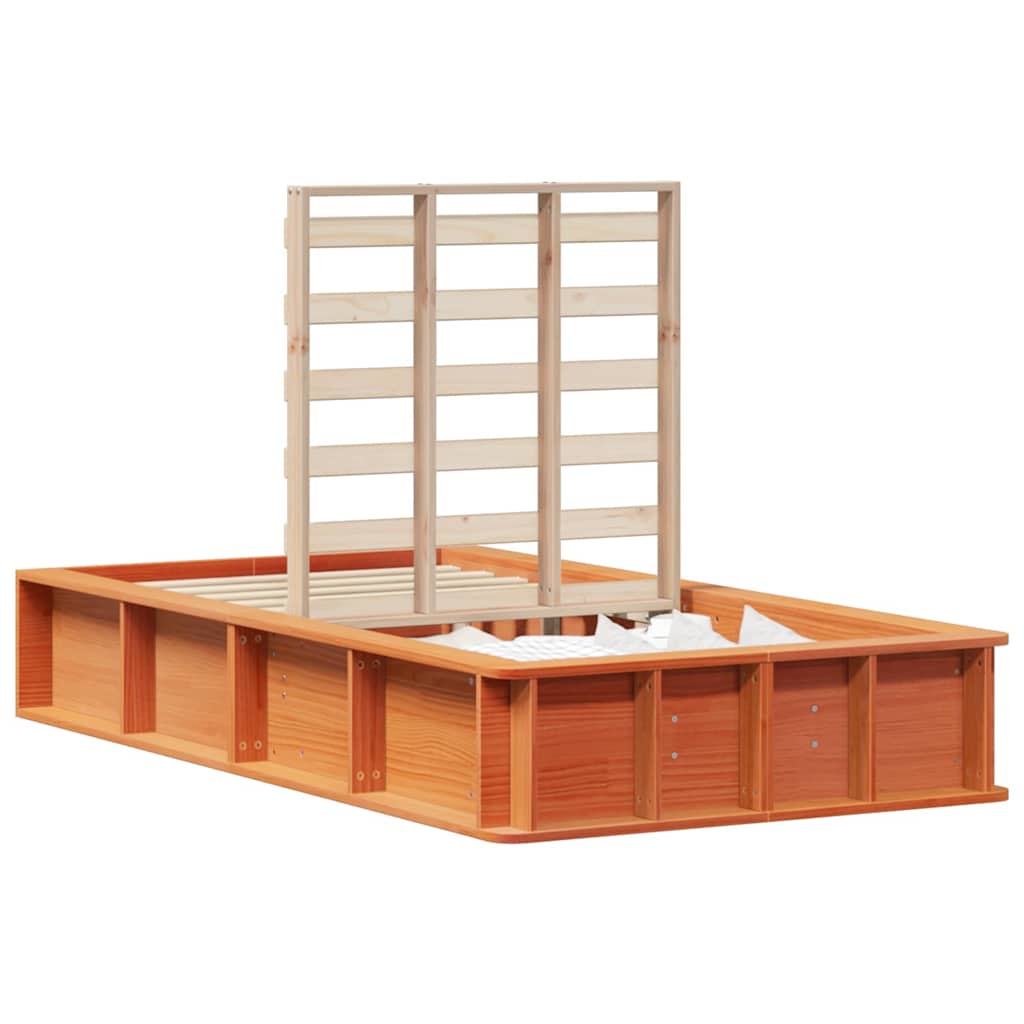 Bed Frame with Storage Wax brown 90 x 190 cm Solid Pine Wood