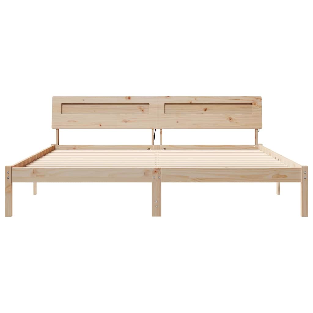 Bed Frame with LED Strip Lights Brown 200 x 200 cm