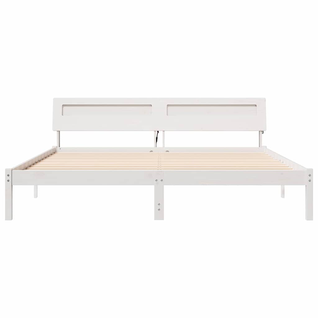 Bed Frame with LED Strip Lights White 200 x 200 cm Wood