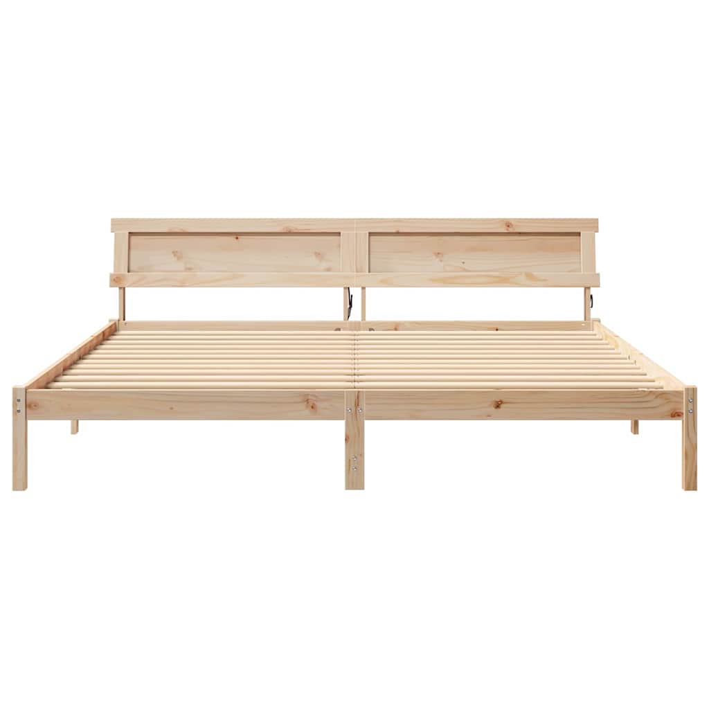 Bed Frame with Headboard Brown 200 x 200 cm Solid pine wood