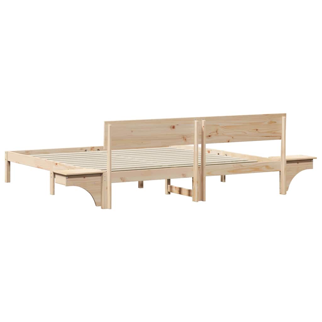 Bed Frame with Headboard Brown Solid pine wood