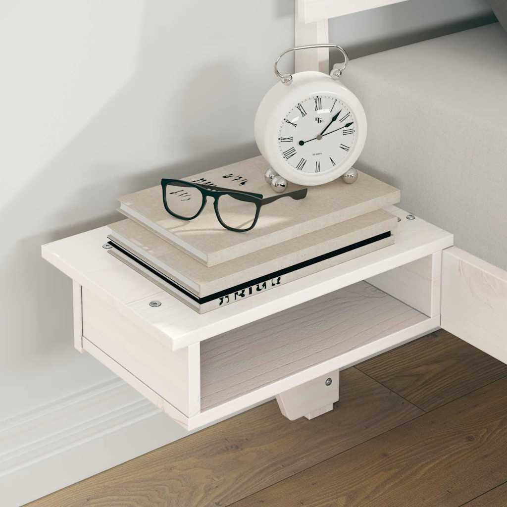 Bed Frame with Headboard White Solid pine wood