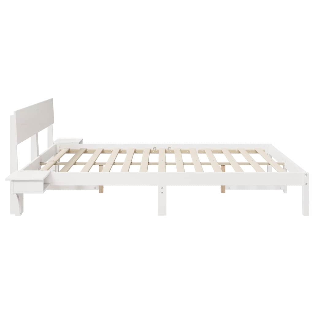 Bed Frame with Headboard White Solid pine wood
