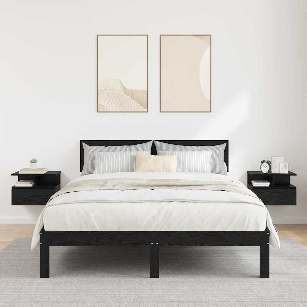 Floating Nightstand with Drawer 2 pcs Black oak 40 x 31 x 27 cm