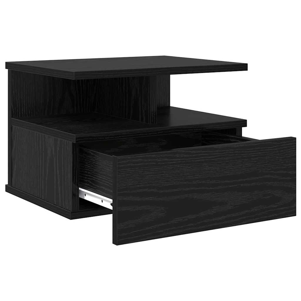 Floating Nightstand with Drawer 2 pcs Black oak 40 x 31 x 27 cm