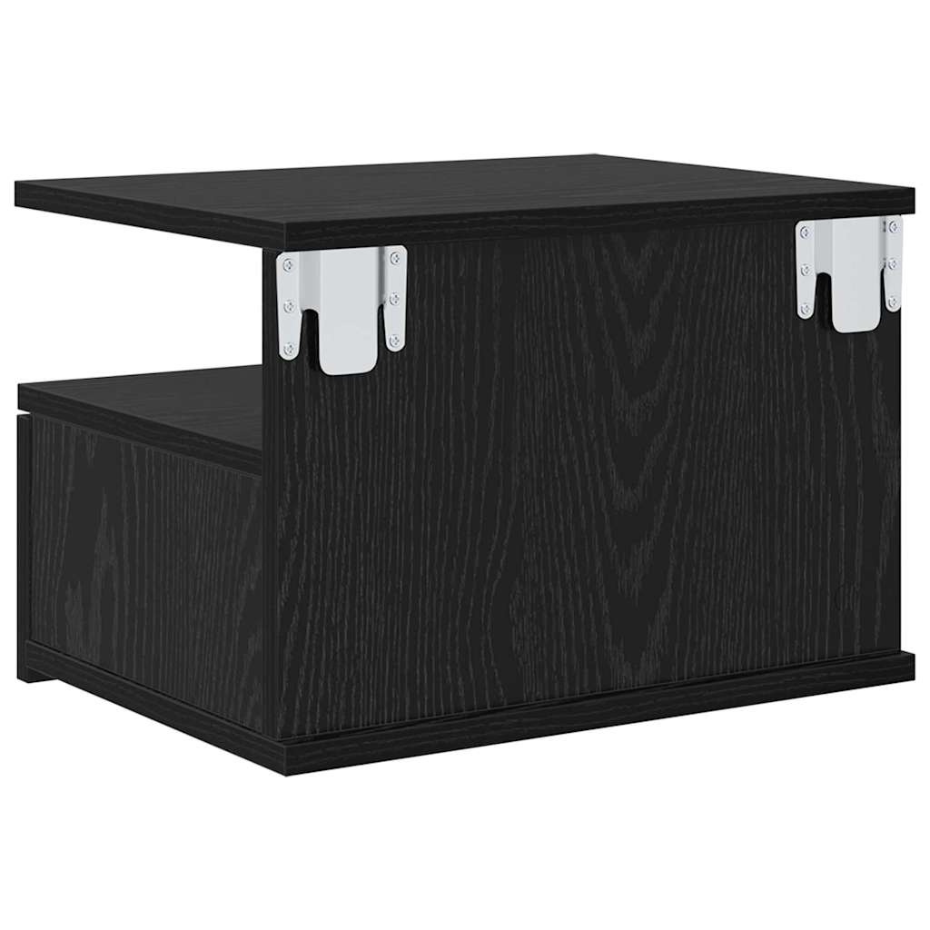 Floating Nightstand with Drawer 2 pcs Black oak 40 x 31 x 27 cm