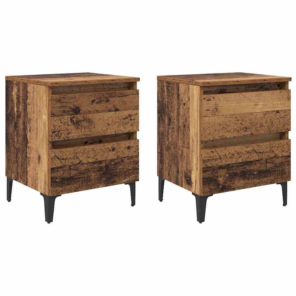 Bedside Cabinet 2 pcs Old wood 40 x 35 x 50 cm Engineered wood