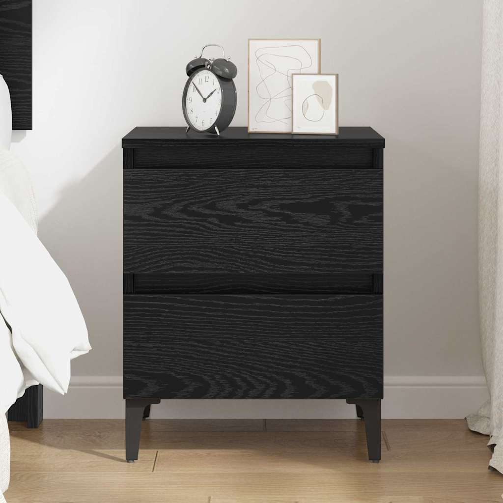 Bedside Cabinet Black oak 40 x 35 x 50 cm Engineered wood