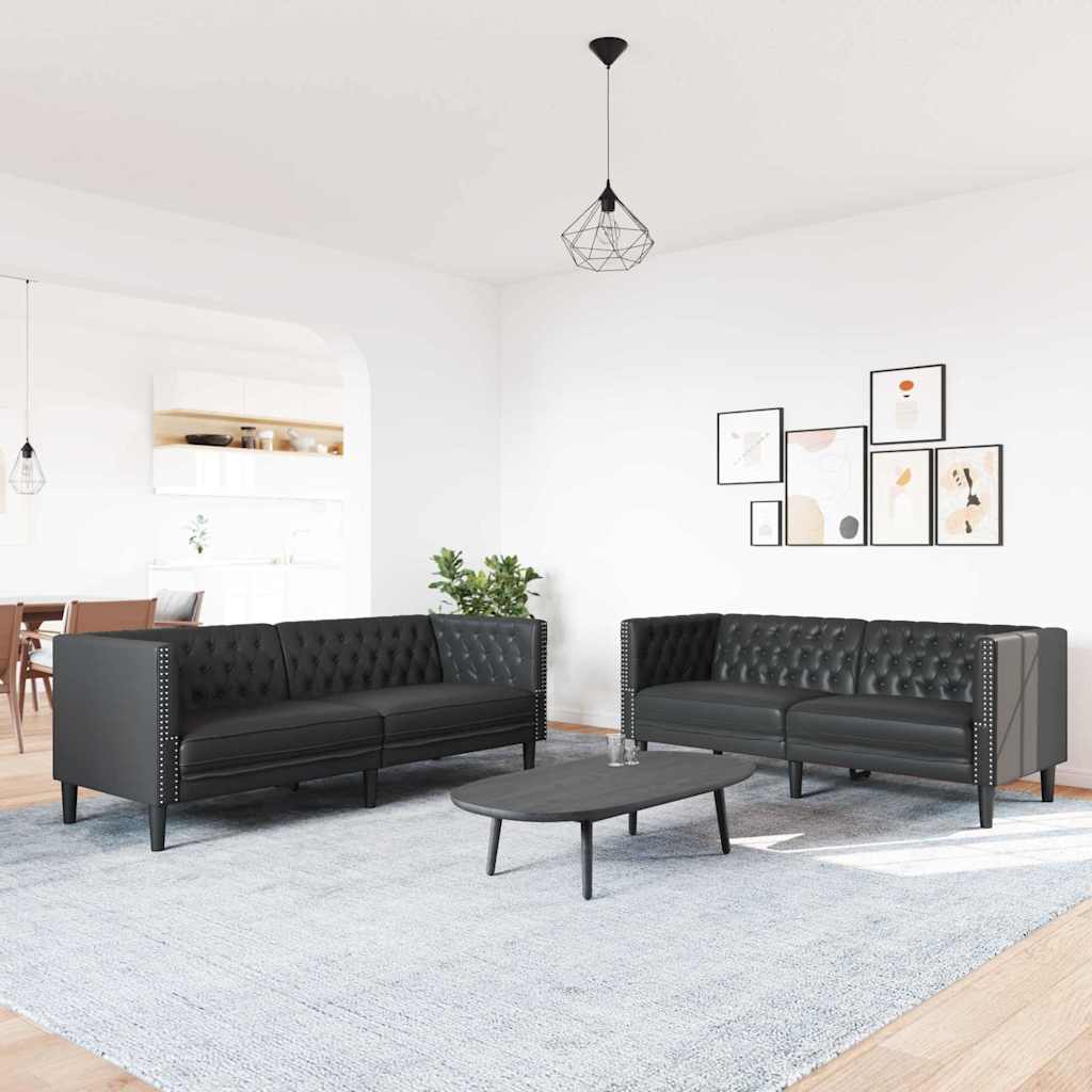 Sofa Set 2 pcs Black 194 x 74.5 x 70.5 cm Faux leather