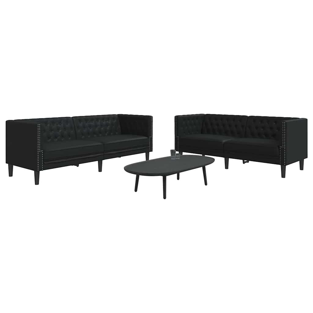 Sofa Set 2 pcs Black 194 x 74.5 x 70.5 cm Faux leather