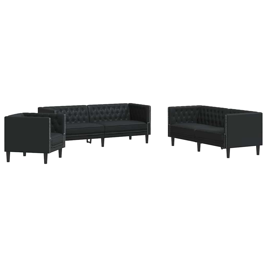 Sofa Set 3 pcs Black 194 x 74.5 x 70.5 cm Faux leather