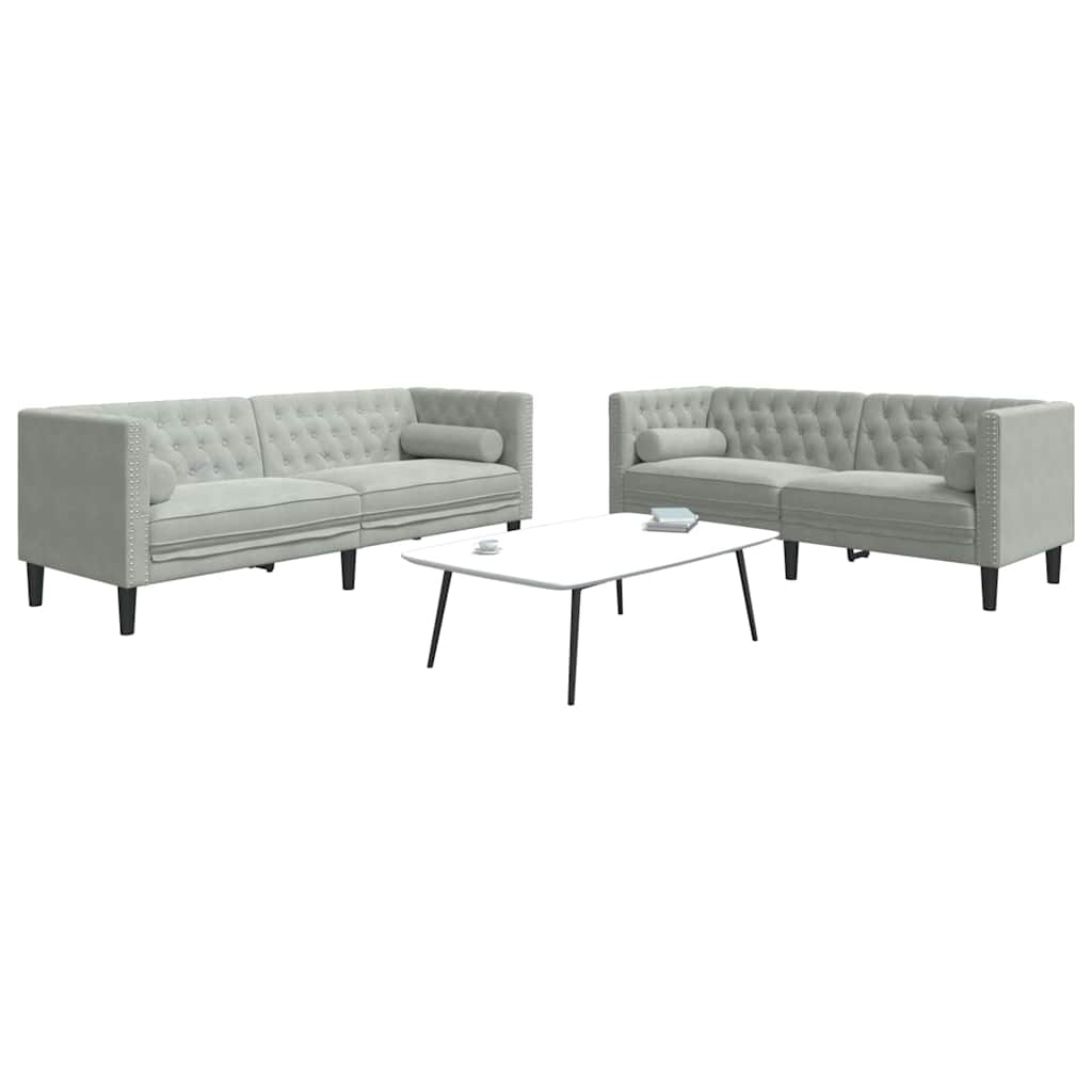 Sofa Set Light grey Velvet