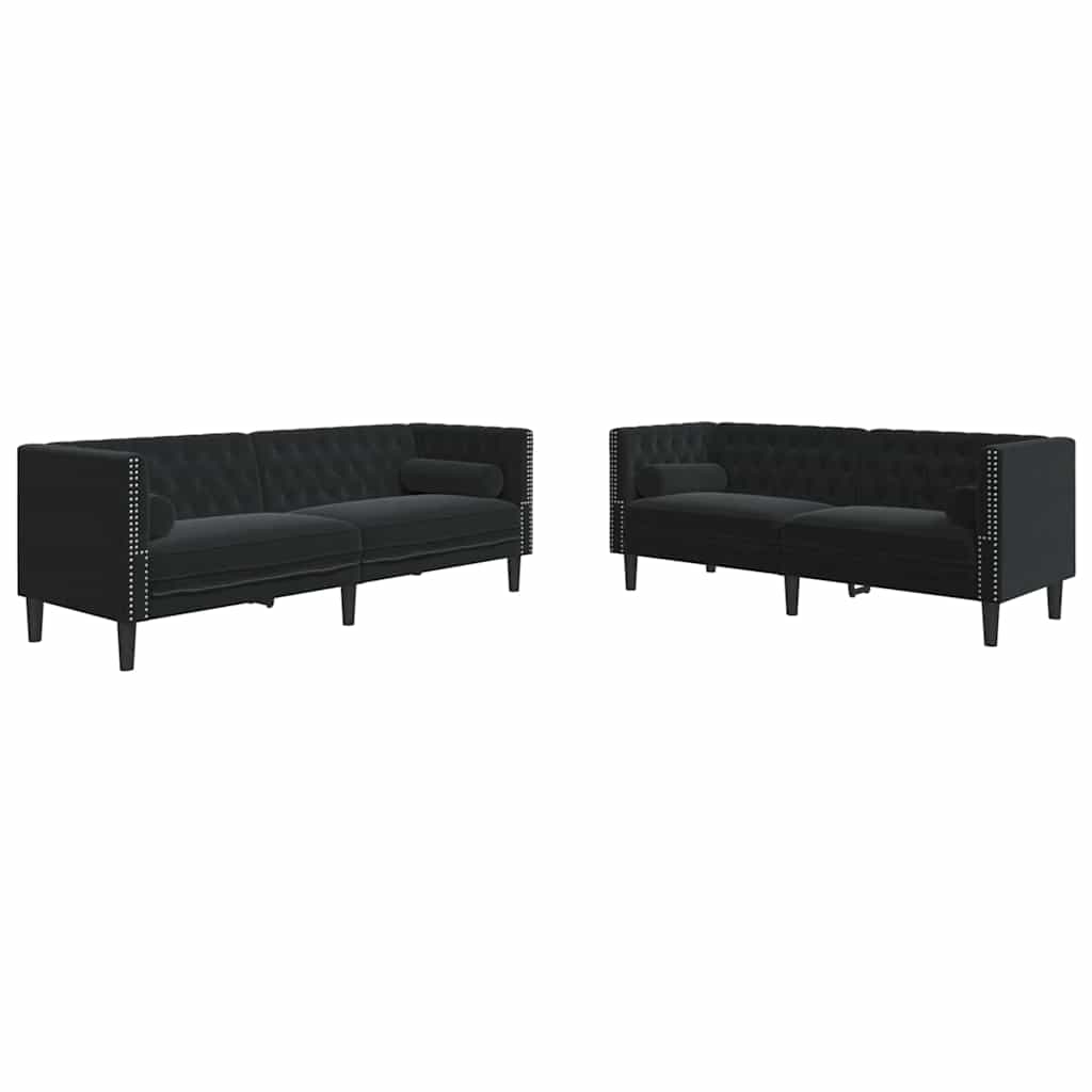Sofa Set Black Velvet