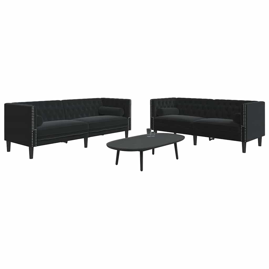 Sofa Set Black Velvet