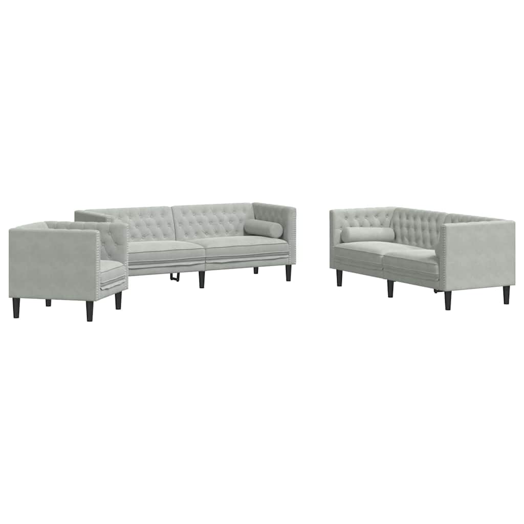 Sofa Set Light grey Velvet