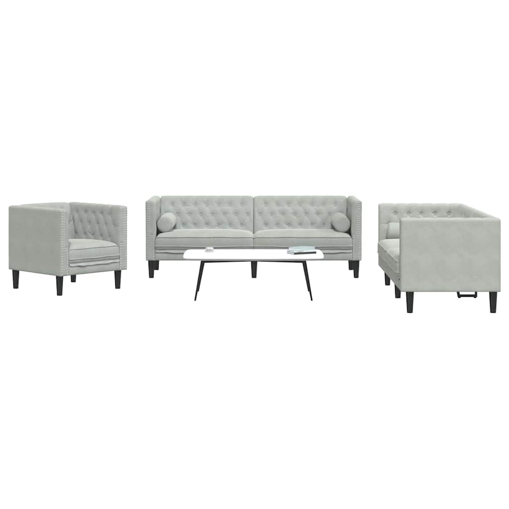 Sofa Set Light grey Velvet