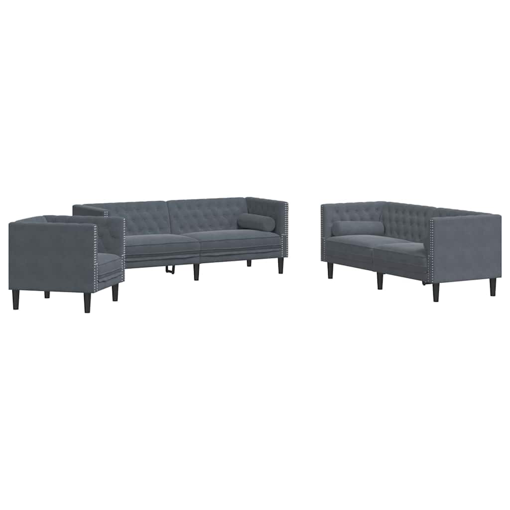 Sofa Set Dark grey Velvet