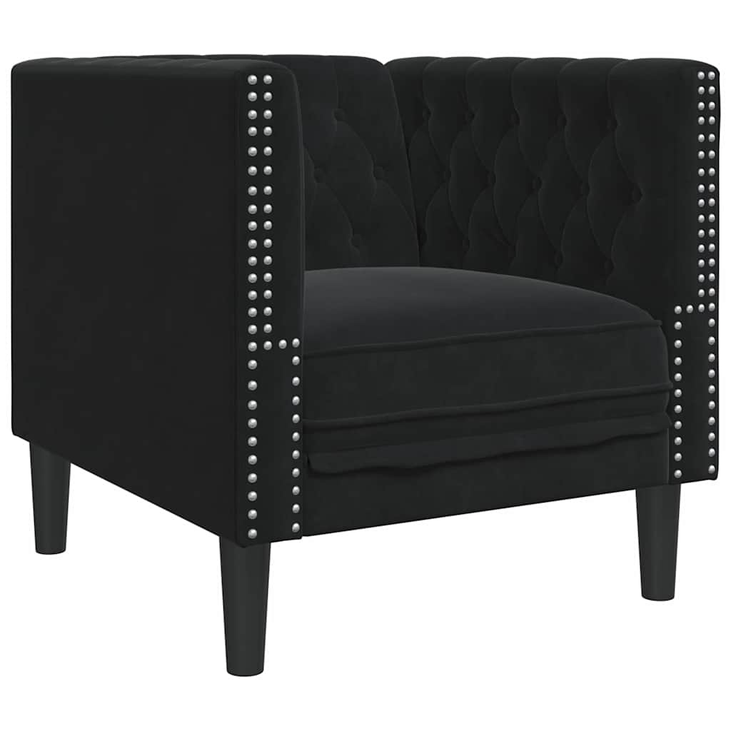 Sofa Set Black Velvet