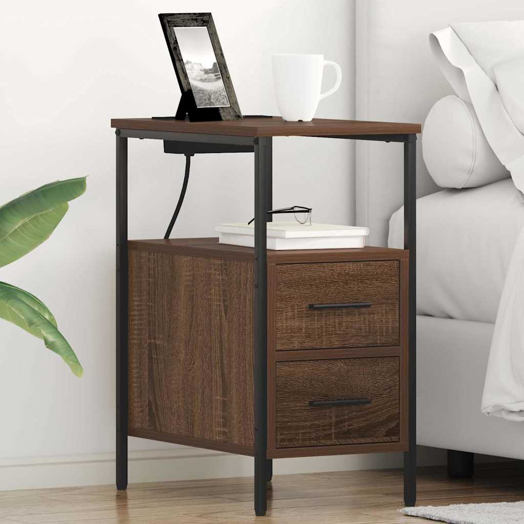 Bedside Table 2 pcs Brown oak 30 x 48 x 61 cm Engineered wood